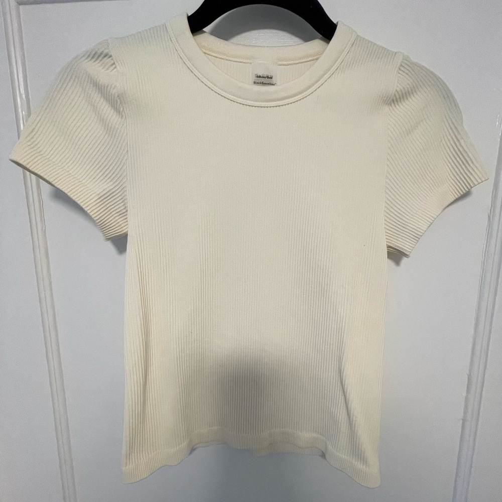 NWT Aritzia Sunday Best Willow Rib SinchSeamless T-Shirt, Vintage White, S